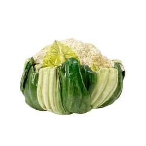 vintage green & white Head of Cauliflower art ceramic pottery home decor display